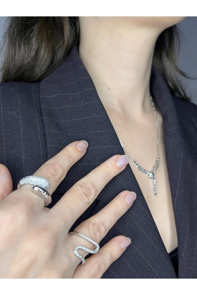 Vivante Special Design Wave Form Stone Adjustable Anti-Tarnish Steel Premium Ring