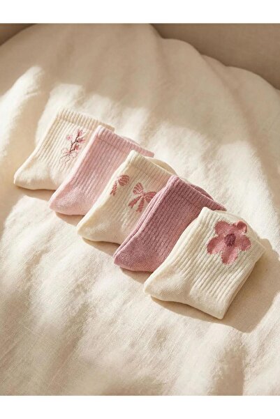 LC Waikiki Γυναικείες κάλτσες με σχέδιο λουλουδιών, σετ 5 τεμαχίων (S6)