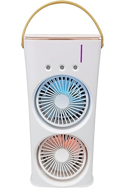 fitto مبرد هواء محمول مع مروحة ومرطب، يعمل بـUSB، 3 سرعات، إضاءة LED بـ7 ألوا...