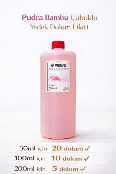 FREYR Oda ve Oto Kokusu Pudra Premium Seti - 1 LT Yedek Dolum Likiti + 100ml Çubuklu + 8ml Araç Kokusu