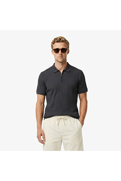 Lacoste Erkek Regular Fit Çizgili Koyu Gri Polo