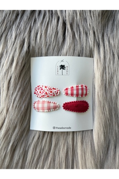 SEBSMADE Kırmızı Pembe Baby Mini Klips Toka Set