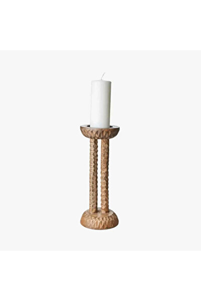 Phos & Gaia Κηροπήγιο από ξύλο μάνγκο Μπρονξ με μεταλλικό τελείωμα