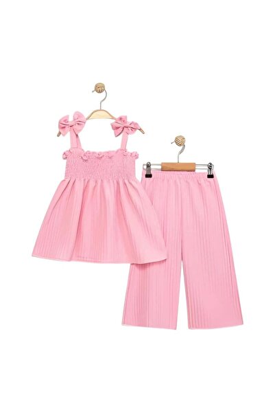 Aselya Kids Kız Çocuk Pembe Pamela Gipeli Askılı 2'li Takım – 2-5 Yaş Şık Blu...