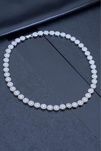 Innuendo Jewelry 925 Ayar Gümüş Yuvarlak Taşlı Su Yolu (Tennis) Kolye