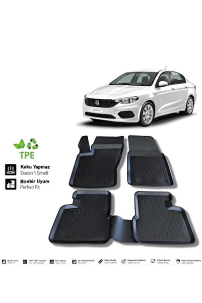 MEKA 3D Havuzlu Paspas Fiat EGEA SEDAN 2015-2025 uyumlu (TPE yumuşak malzeme,...
