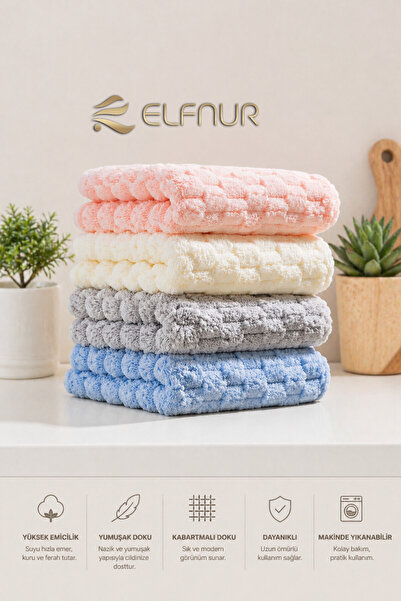 elfnur (3 Pieces) Microfiber Soft Textured Cleaning Cloth 30*30 cm Kitchen Cl...