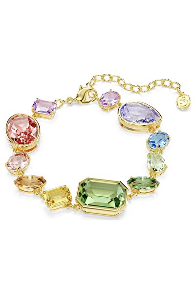 Swarovski سوار جيما بقطع مختلطة متعدد الألوان مطلي باللون الذهبي الساري