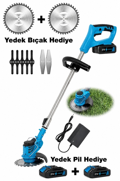 hypermax Şarjlı Çim Biçme Makinesi Tırpan 2X Batarya Akü