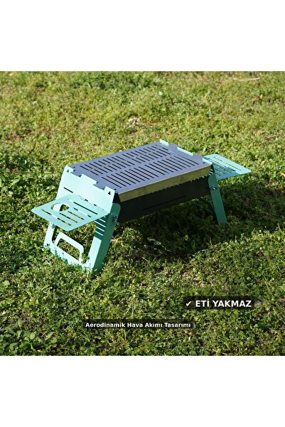 UYART HOME Katlanabilir Küçük Boy Mangal Paslanmaz Izgaralı Kamp Piknik Mangalı