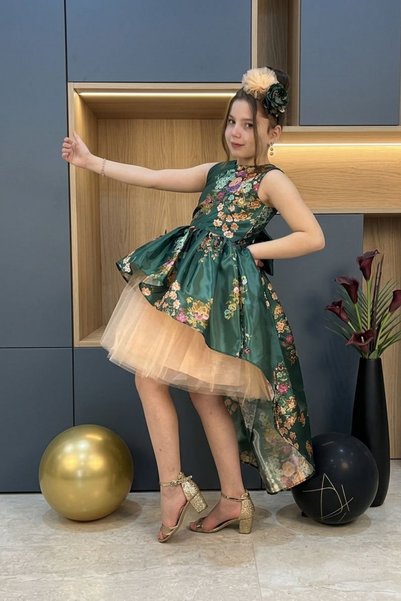tny kids collection Floral Patterned Satin Dress