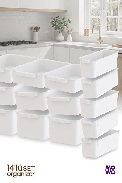 Mowo Home 14 Adet Mix Set Mutfak düzenleyici, Buzdolabı Düzenleyici, Banyo Düzenleyici, Organizer, Saklama Kab
