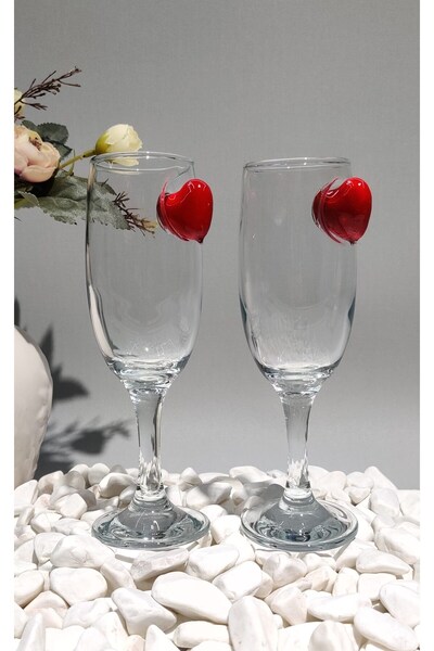 Hobibahçem Kirlinova® heart motifed 2-piece soft drink glass