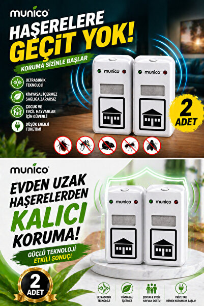 Munico 2 Adet Ev ve Ofis İçin Plus Böcek Kovucu Fare Sıçan Hamam Böceklerine ...