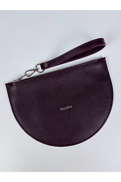 TROYDER Genuine Leather Clutch/Portfolio Bag Claret Red