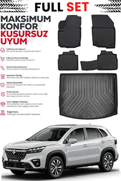 ko kaliteoto Suzuki S-Cross 2025 Model 3D Kauçuk Bagaj Havuzu 4D Havuzlu Pasp...