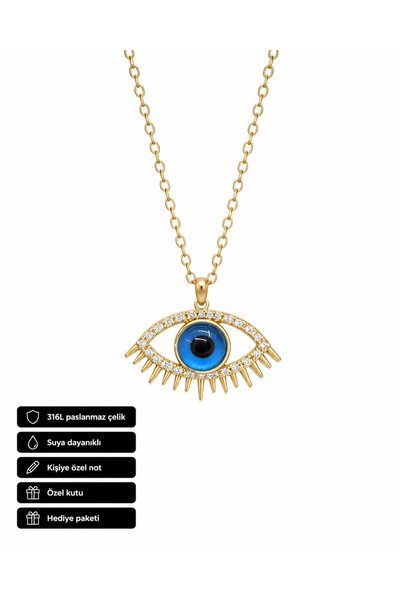 HER ŞEY NOTA www.herseynota.com Blue Eye Figured Necklace 316L Stainless Stee...