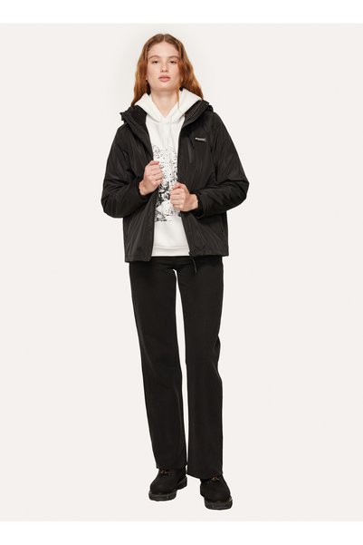 Discovery Expedition Black Women's Hooded Coat D3Wl-Mnt11
