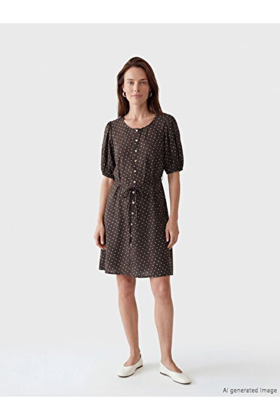 LC Waikiki I Zero Roba Collar Polka Dot A-Fit Mini Dress from Freezen Store