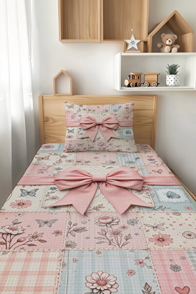 Şen Dekorasyon Πολύχρωμο σετ με σχέδιο φιόγκου από βαμβακερό πικέ