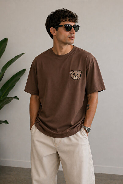 ArtYus Minimal Teddy Bear Printed Unisex Oversize T-Shirt – Cotton Crew Neck ...