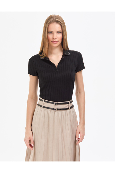 Pierre Cardin Siyah Slim Fit Basic Tişört 50320697-VR046