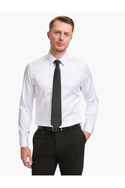 Pierre Cardin White Non-Iron Easy Care Fabric Slim Fit Basic Shirt 50321020-V...