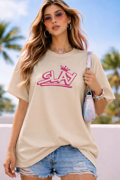 ArtYus Μπλουζάκι Slay με στάμπα γραμμάτων Unisex Oversize – Βαμβακερό T-Shirt...