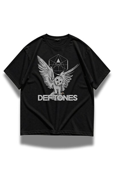 Fuddy Moda Tricou unisex oversize cu imprimeu Deftones, cu guler rotund