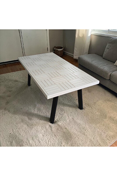 MİRRORSS Beyaz renk Orta sehpa 120 X 60 cm çay kahve sehpası Retro tasarım