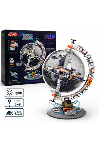 JAKI Space Pop Uzay İstasyonu Işıklı Şarjlı Blok Oyuncak Seti 769 Parça