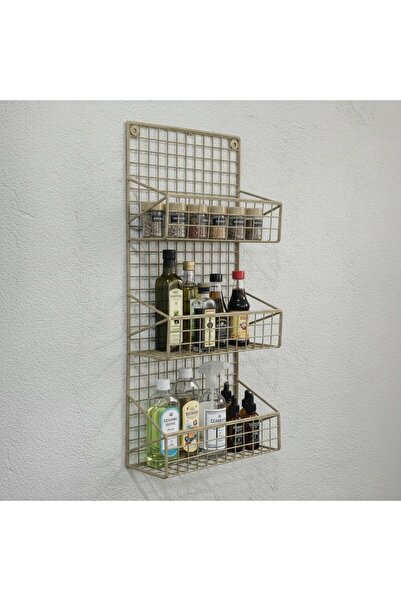 GO DEKOR TEL 3 Gözlü KAHVE Mutfak ve Banyo Rafı/ Baharatlık Rafı/ölçü 74X30x15cm