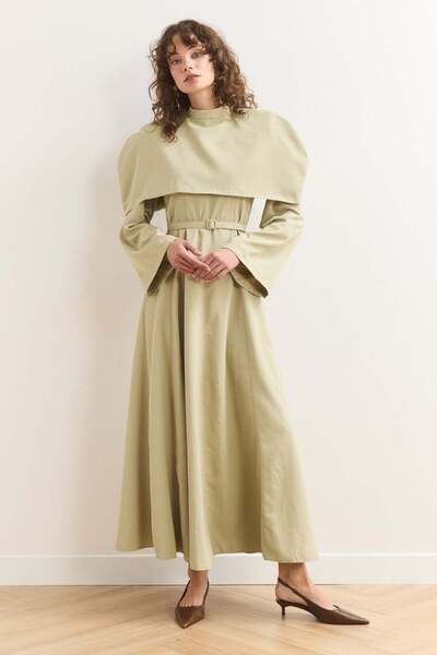 BLACKPERA Imported Fabric Shoulder Allerli Moi Dress with Belt