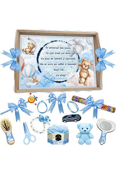 LoreBebe Set Tava Taiere Mot Baieti, Tavita Mot, 11 Piese, Model Urs Baloane,...