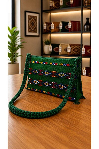 Butik Çanta – Gültürkmen El İşçiliği Örgü Detaylı Kadın Omuz Çantası 28x18 cm...