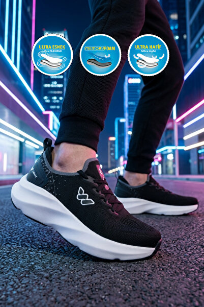 WALKWAY Ανδρικά αθλητικά παπούτσια Flexnova M Black-White Memory Sole
