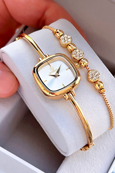 Homies Elegant Model Gold Color Women Wristwatch Steel Band Japanese Mechanis...