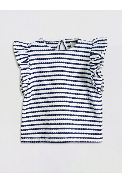 LC Waikiki Purple Crew Neck Striped Baby Girl T-Shirt