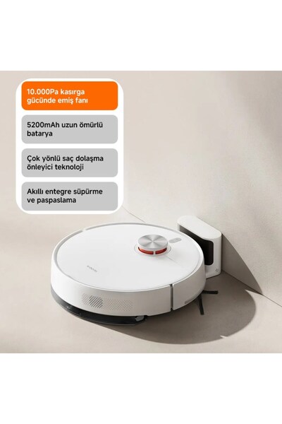 Xiaomi 10000Pa Akıllı Robot Süpürge LDS Lazer 3D Haritalama Süpürme Silme Beyaz