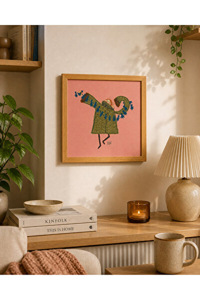 Home Pink Çerçeveli Poster - 29x29 cm