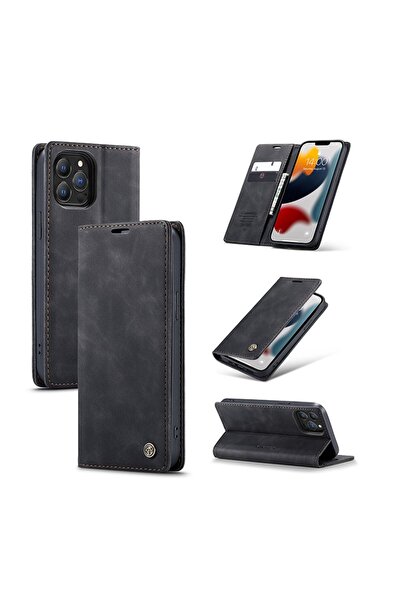 Caseme 013 Ρετρό Θήκη Βιβλίο Μαύρο (Apple iPhone 13 Pro Max)