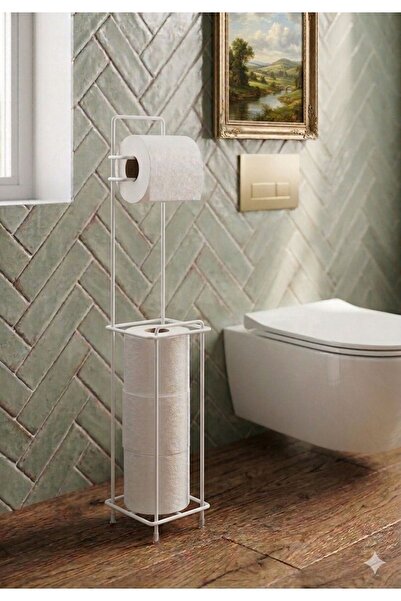 STATİKA HOME Beyaz Kare Tuvalet Kağıtlığı Wc Kağıtlık Yedekli Metal Tuvalet K...