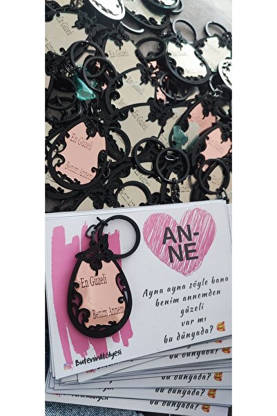 Butenin Atölyesi Mother's Day Gift, Plexi Mirror Keychain, 10 Cards and Gelatin.