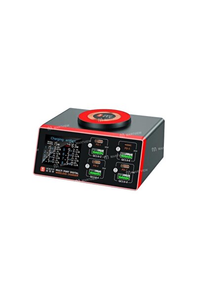 kızılelma teknik YCS-S600 155W 8 Portlu Qc3.0+Pd Dijital Ekranlı Hızlı Masaüs...
