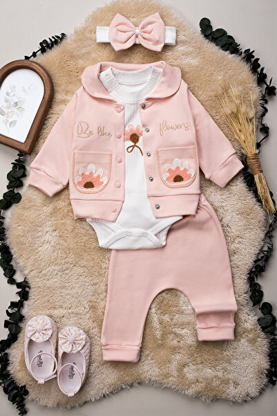 Hopy Kids طقم بناتي مكون من 3 قطع مطرزة من ماركة 1044 ميدي - طقم أنيق من قماش...