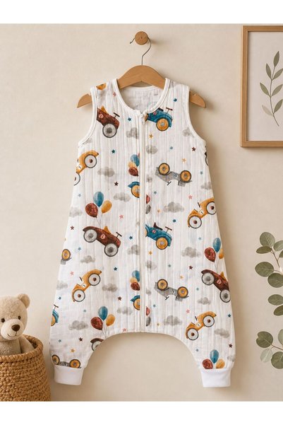 JUNİPERUS Yazlık Müslin Bebek Uyku Tulumu 0.5 TOG %100 Pamuk Kolsuz Tek Kat Unisex 6 Yaşa Kadar