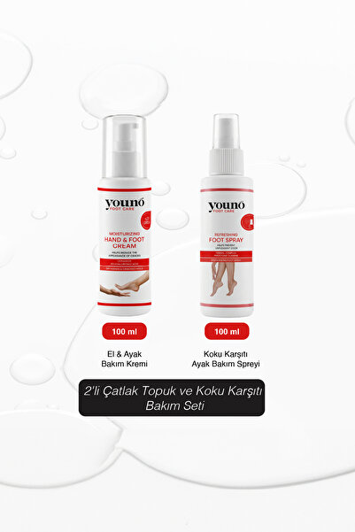 YOUNO CARE 2'li Çatlak Topuk Koku Karşıtı Bakım Seti | Ayak Bakım Spreyi + %2...