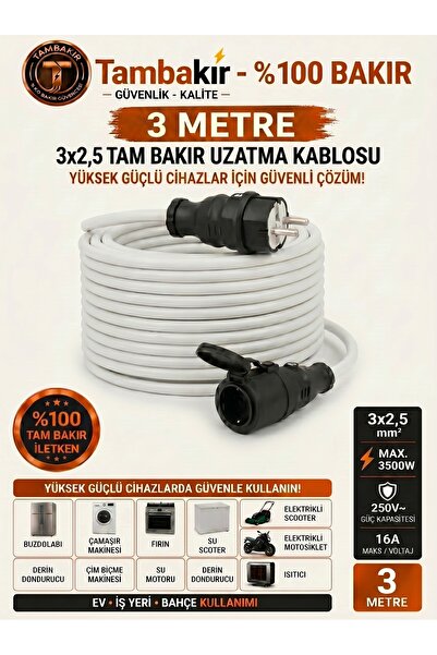 r Rosso Levanto Kurutma Makinası Güç Kablosu- 3 m Uzatma Kablosu, Tekli Fiş P...