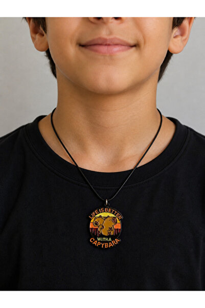 HER ŞEY NOTA www.herseynota.com Colorful Necklace with Capybara Figure, Gift,...