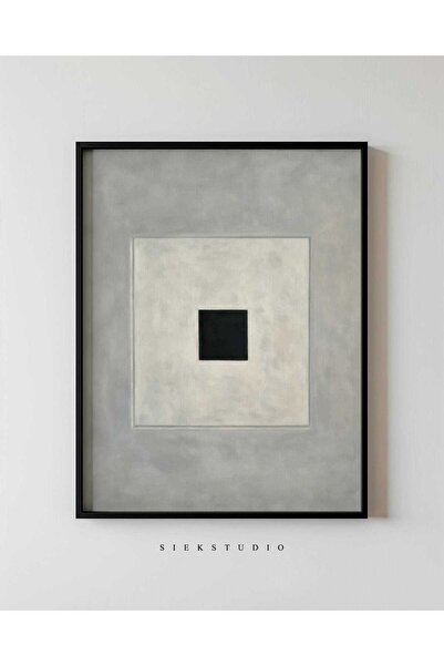 NinaStore Soyut Minimalist Küçük Siyah Blok Geometrik Tablo - Modern Siyah Be...